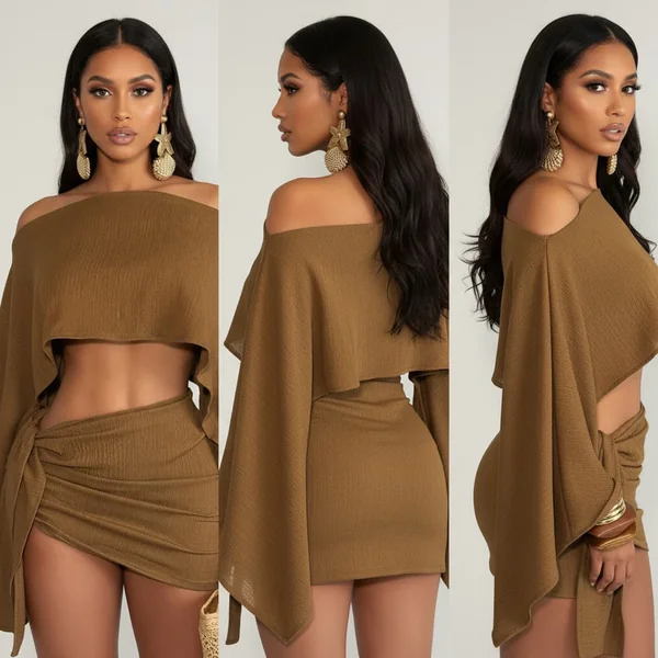Off-Shoulder Two Piece Mini Set