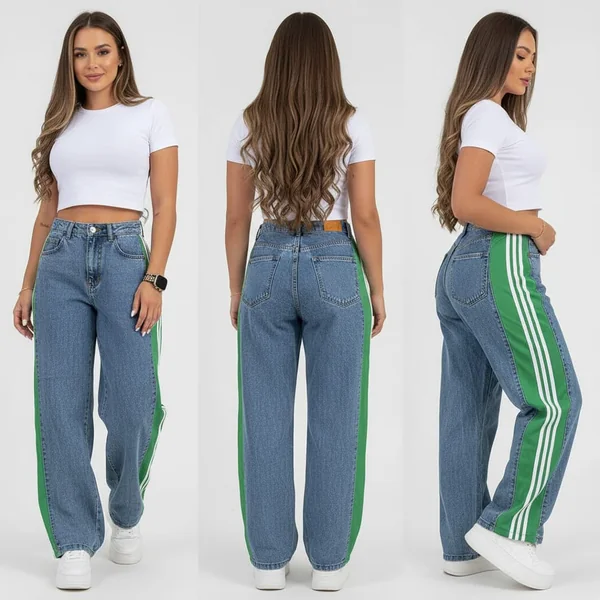 Patchwork Wide Leg Jeans