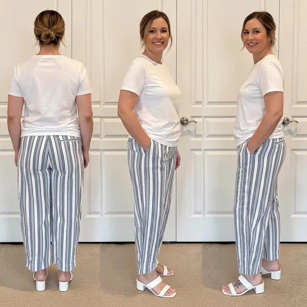 Striped Cropped Barrel Jeans