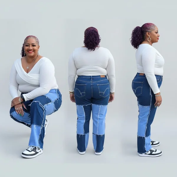 Ripped Wide-Leg Drak Blue Jeans