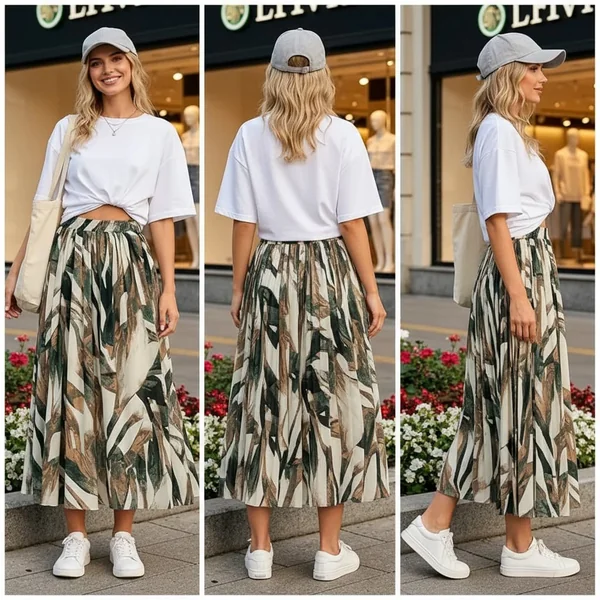 Chiffon Pleated Midi Skirt