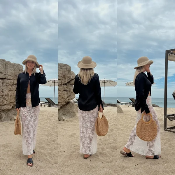 Lace Satin A-Line Skirt Look