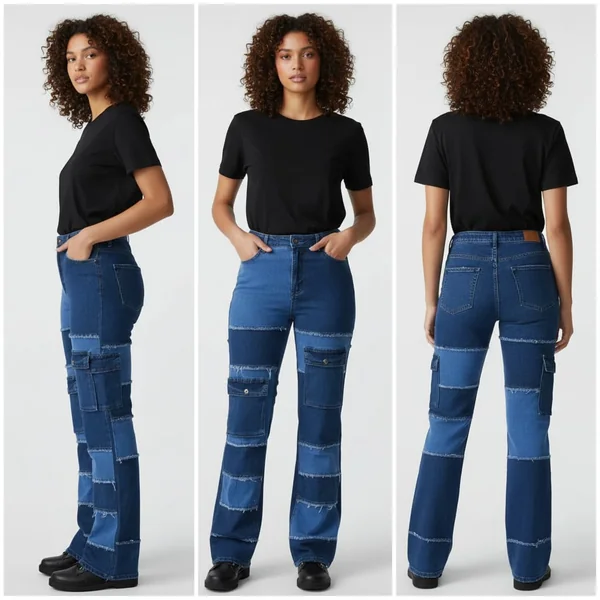 Ripped Blue Wide Jeans