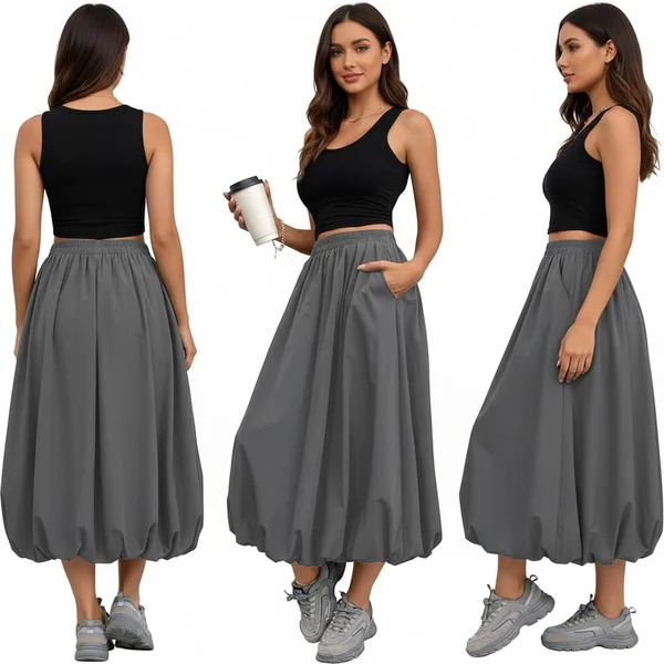 Black Bubble Maxi Skirt Look