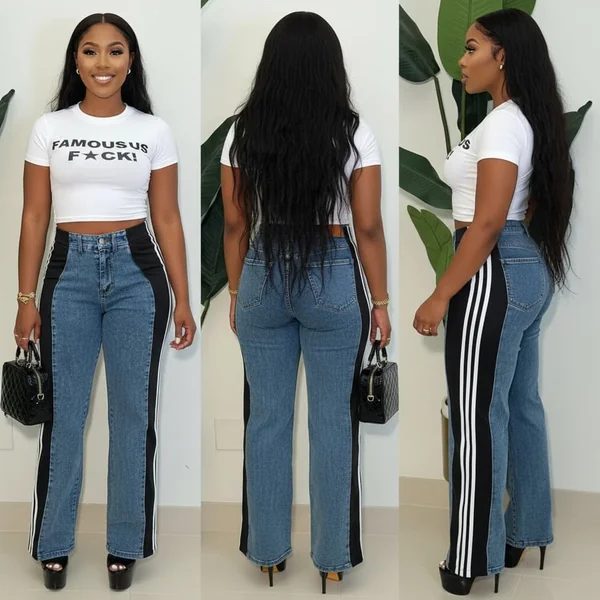 Graphic Patchwork Wide Leg