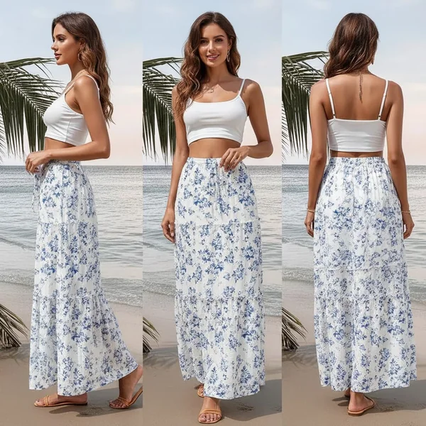 Floral Boho Maxi Skirt Outfit