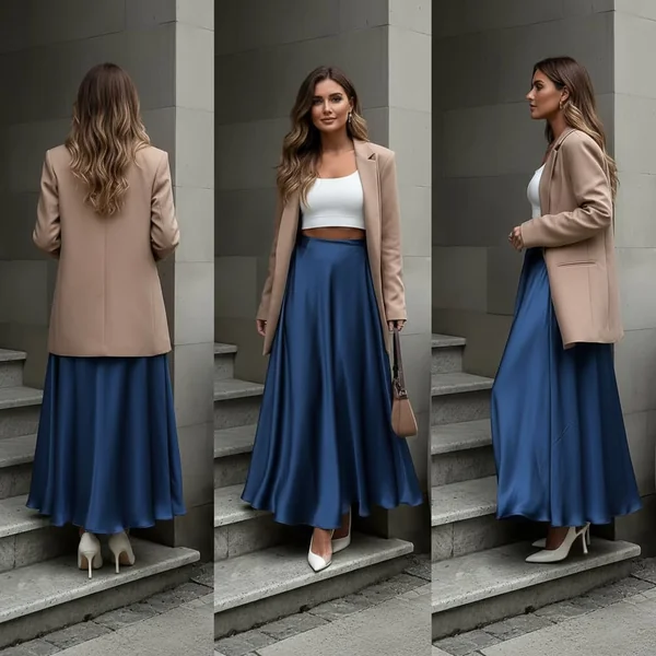 Elegant Satin A-Line Maxi Skirt