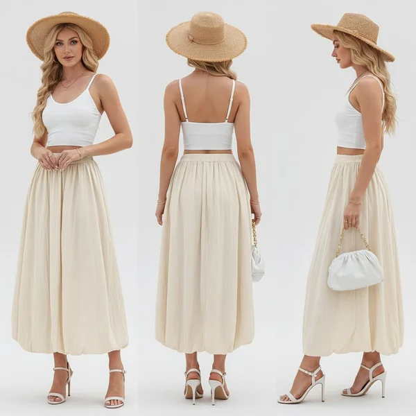 Puffy Hem Maxi Skirt Look