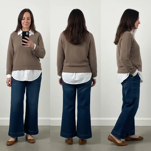 Tummy-Control Cropped Wide Leg  Mom Jean