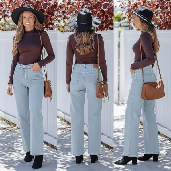 Button Fly Blue Jeans