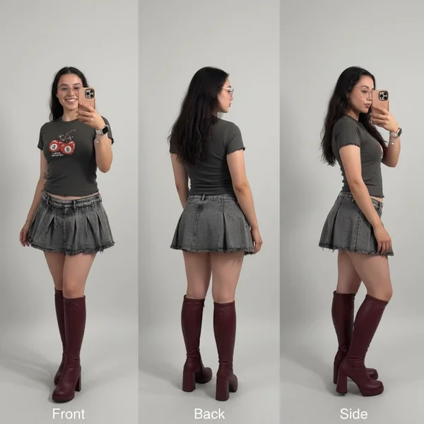 Pleated Raw-Hem Mini