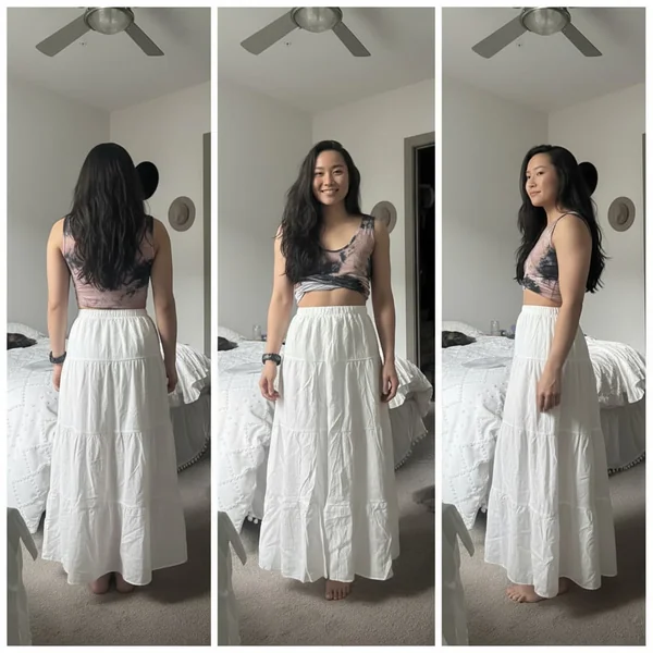 Boho Pleated Beach Maxi Skirt Look