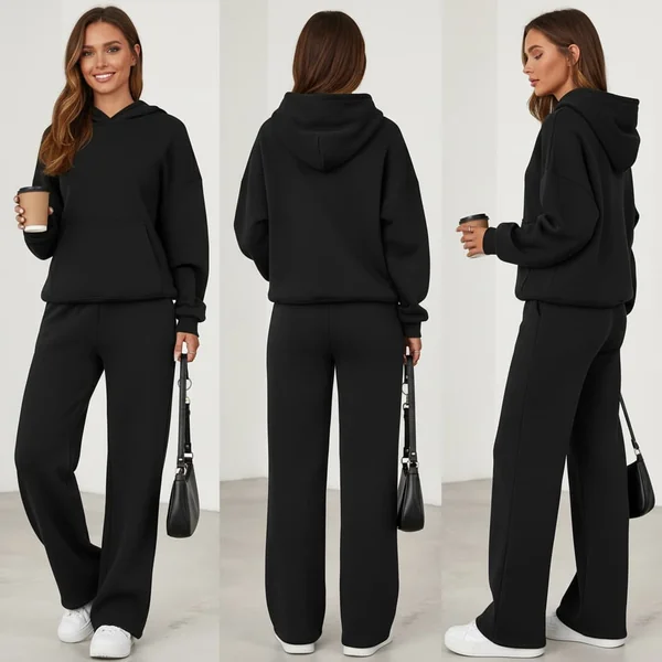 Black Oversized Hoodie Sweat Set