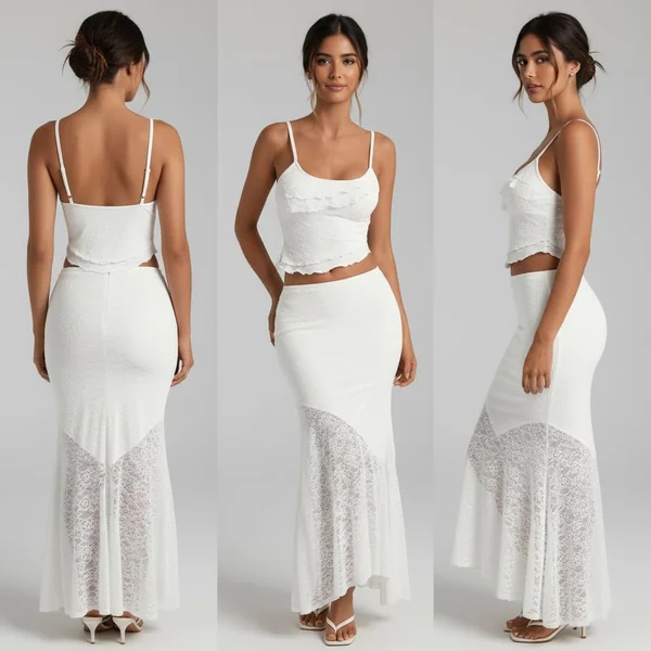 Ruffle Cami Skirt Set Look