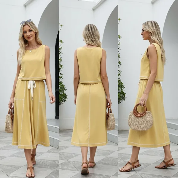 Draped Cotton Midi Set