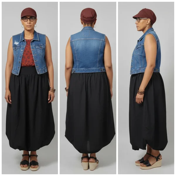 Black Bubble Maxi Skirt Y2K Look