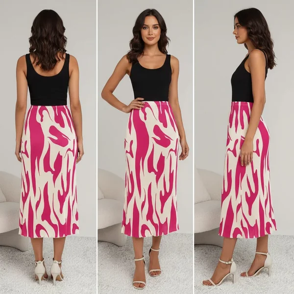 Pink Pleated Skirt with Black Bodysuit