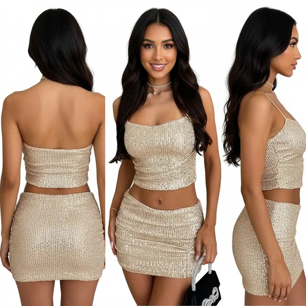 Low Rise Sequin Mini Skirt