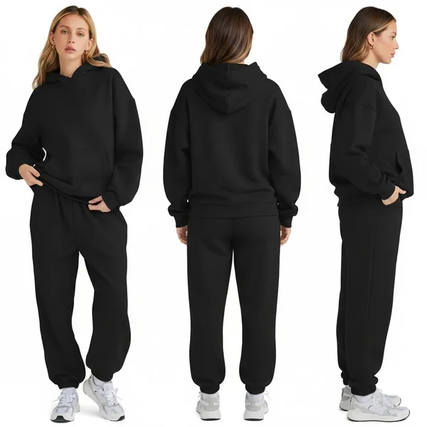 Black Travel Sweatpants Set