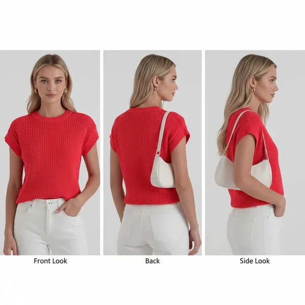 Red Sweater Vest Layered Look