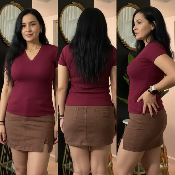 High-Waisted Denim Skort Look