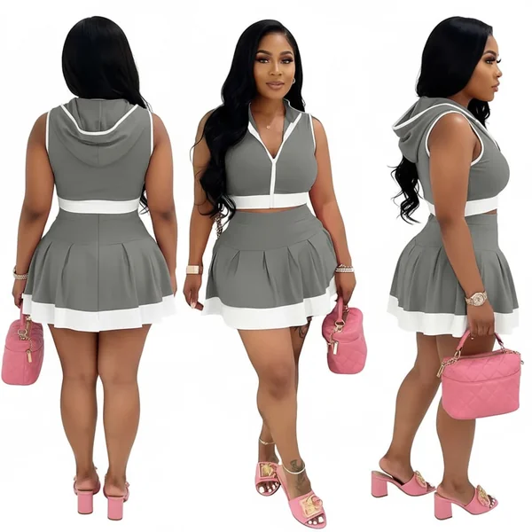 Colorblock Tennis Skirt Set