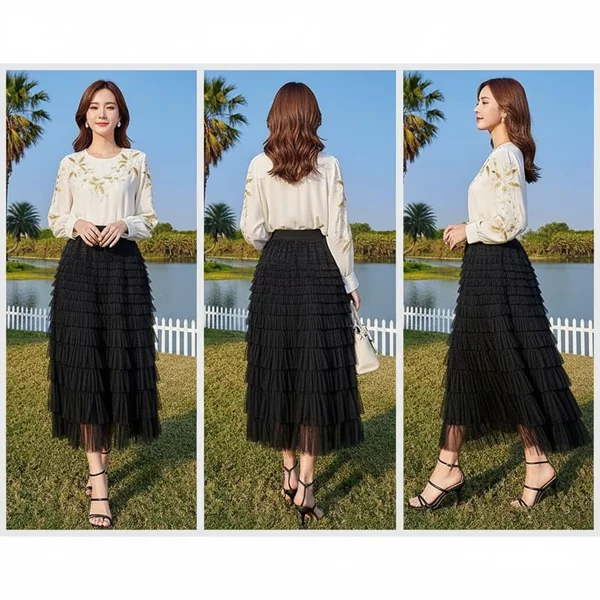 Black Tulle Maxi Skirt Soft Look