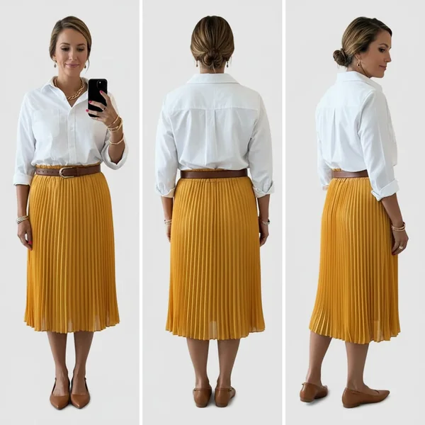Flowy Pleated Midi Skirt Style