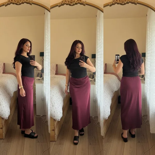 Polished Satin Office Maxi Skirt
