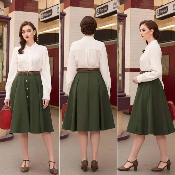 Vintage A-Line Midi Skirt Elegance