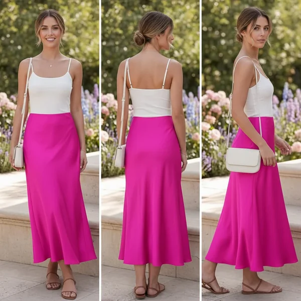 Pink Satin Leopard Skirt