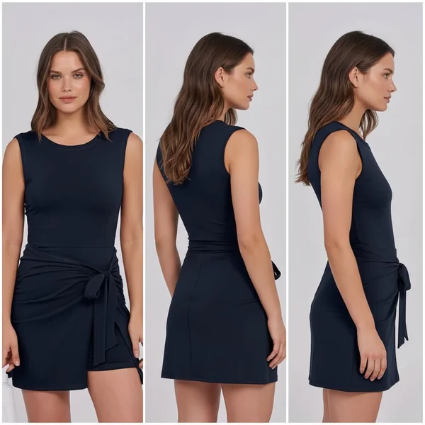 Navy Cinched Romper Skort