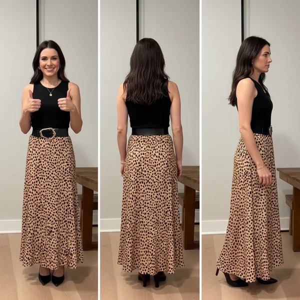 Statement Leopard Satin Midi Skirt