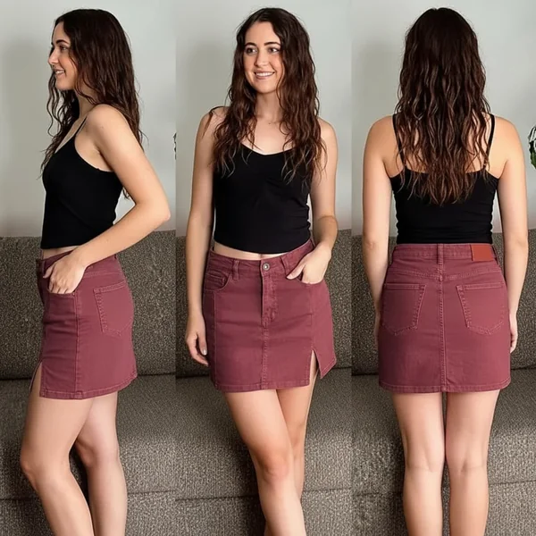 High Waist Denim Skort