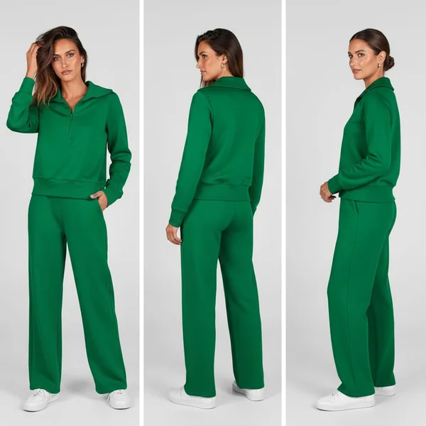 Half Zip Wide Leg Set