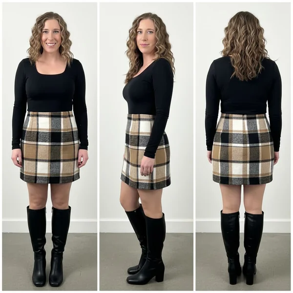Plaid Wool Mini Skirt Outfit