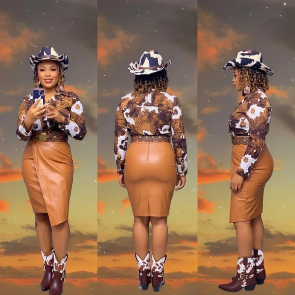 Elegant Leather Midi Wrap Look