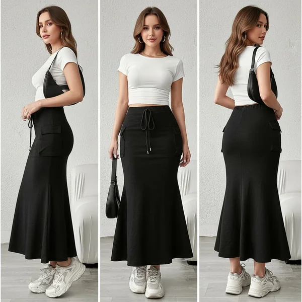 Fishtail Cargo Maxi Skirt