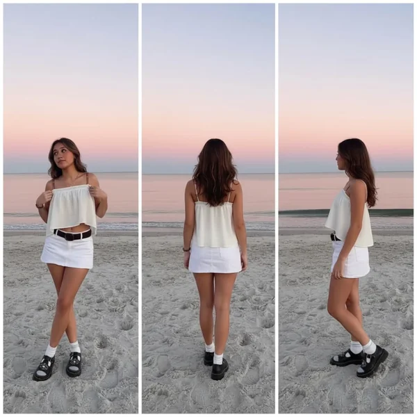 White Y2K Micro Skort Look