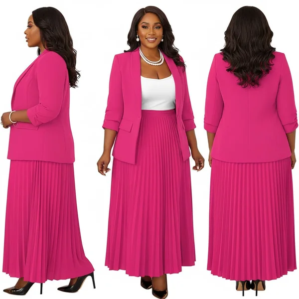 Blazer Pleated Maxi Set
