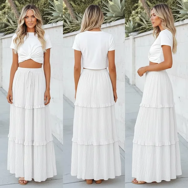 Elegant A-Line Midi Skirt Look