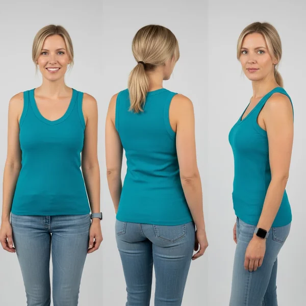 Ribbed V Neck Fitted Tank