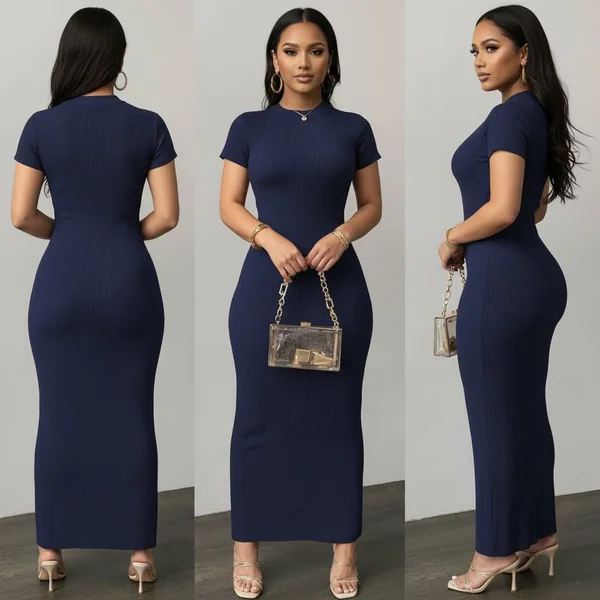 Navy Bodycon Maxi Dress