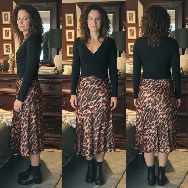 Side Slit Satin Midi Skirt