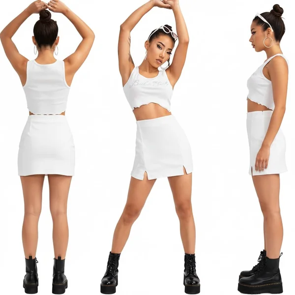 White Split Hem Skort Outfit