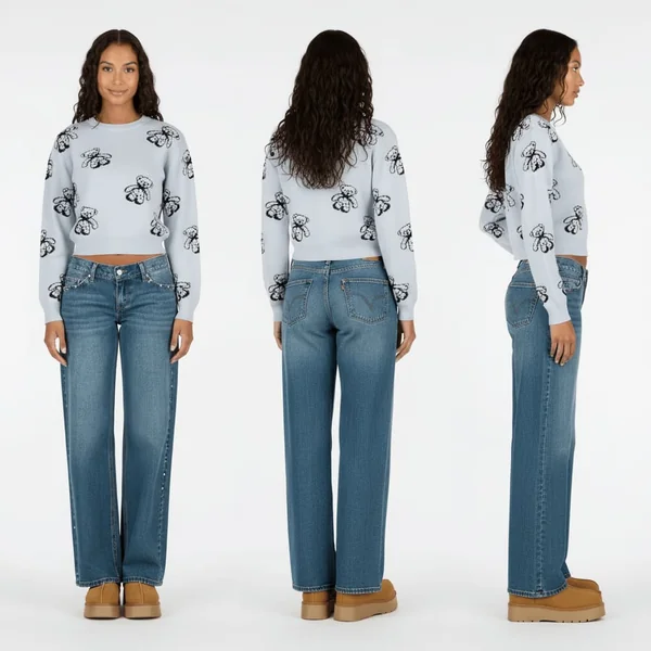 Studded Low Rise Baggy Look