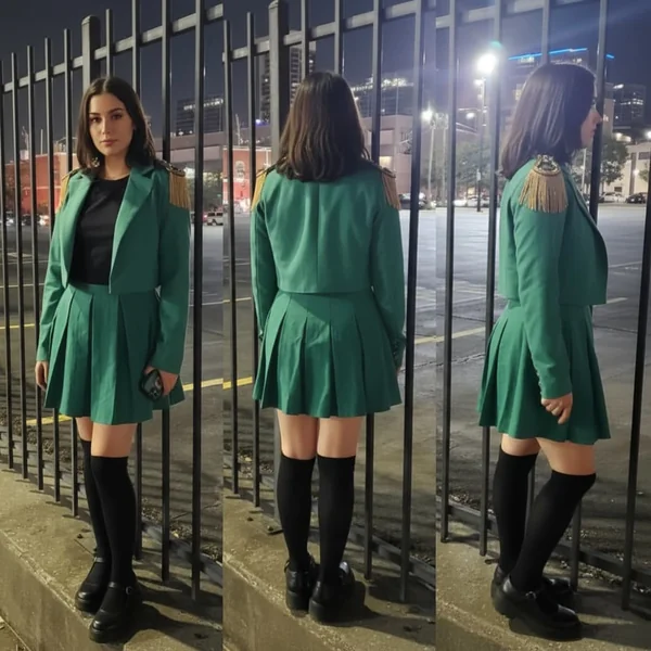 Y2K Pleated Skirt Blazer Set