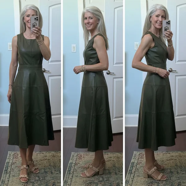 Flowy Leather Belted Maxi Look
