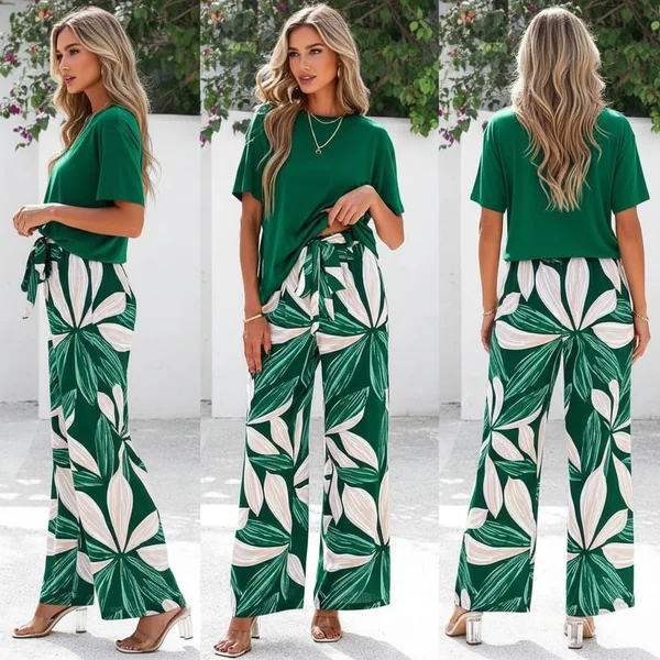 Floral Knit Wide Leg Set
