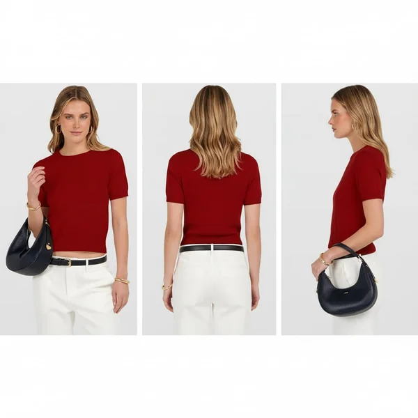 Red Cropped Sweater Outfit